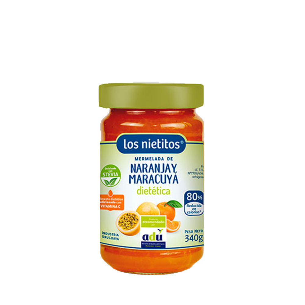 Mermelada de Naranja y Maracuyá Dietética - frasco de vidrio 340 g