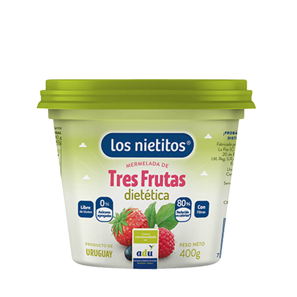 Mermelada de 3 Frutas Dietética - pote plástico 400 g