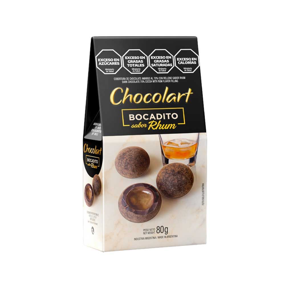 Caja de Chocolart BOCADITO SABOR RHUM CON COBERTURA SEMIAMARGA